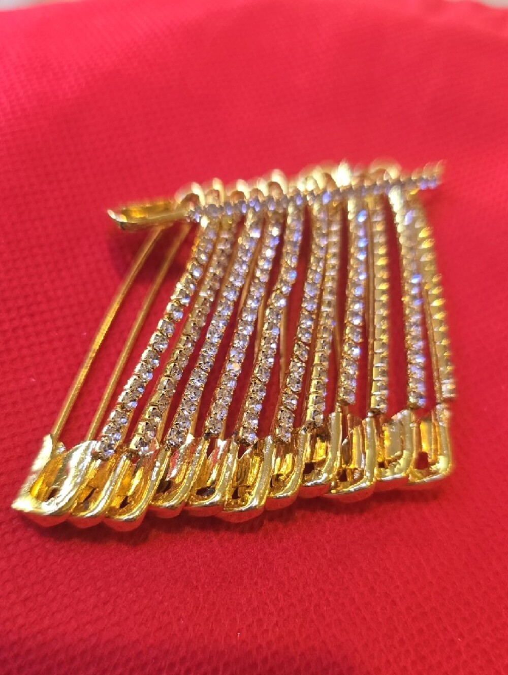 Gold-Tone Crystal Safety Pin 12